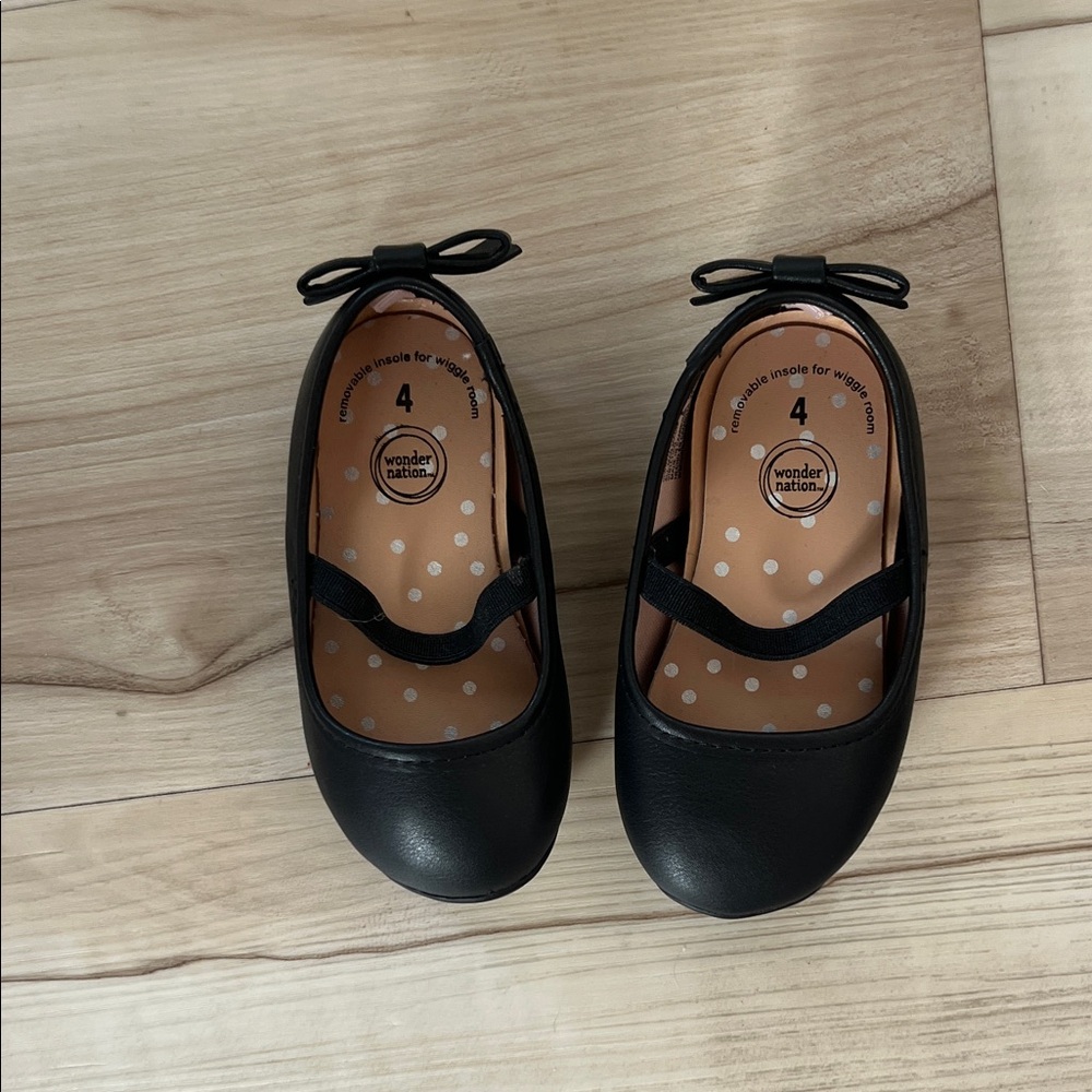 Wonder Nation Kids Black Dress Shoes with Bow